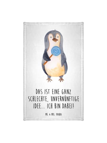 Mr. & Mrs. Panda Gästehandtücher Pinguin Lolli mit Spruch in Weiß