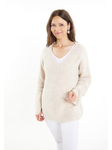 usha WHITE LABEL Damen Strick Pullover in Hellbeige Melange