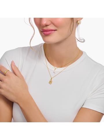 Thomas Sabo Kette Mit Buchstaben-Anhänger X in gold, weiß
