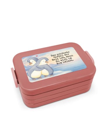 Mr. & Mrs. Panda Frühstücksdose Pinguine Kuscheln Design mit Spruch in Rot Pastell