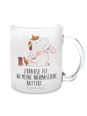 Mr. & Mrs. Panda Glas Einhorn Näherin mit Spruch in Transparent