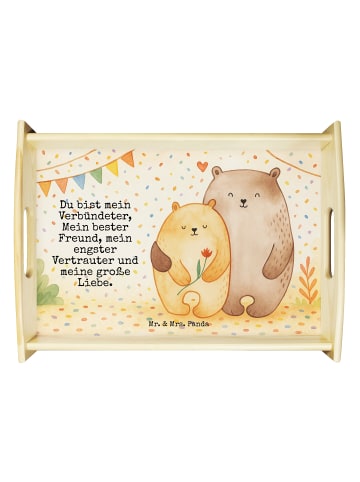 Mr. & Mrs. Panda Serviertablett Holz Bären Liebe Design mit Spruch in Weiß
