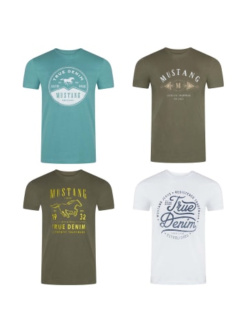 Mustang T-Shirt 4er Pack Mustang Herren T-Shirt in Mehrfarbig