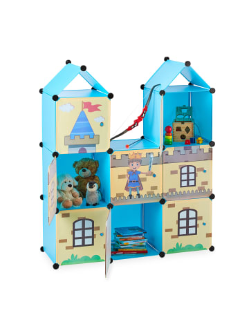 relaxdays Steckregal Ritterburg in Bunt - (B)110 x (H)128 x (T)37 cm