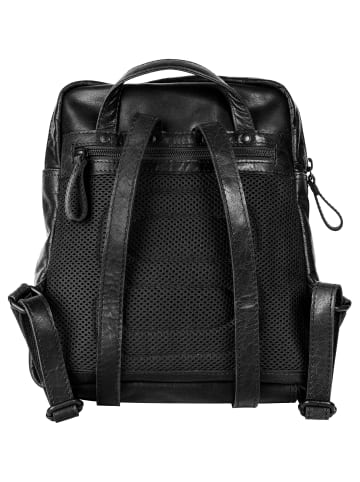 SPIKES & SPARROW Rucksack echt Leder in schwarz