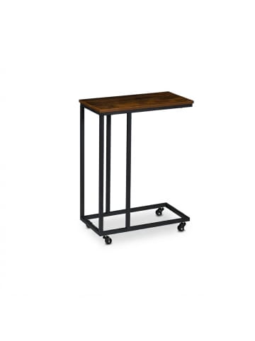 relaxdays Beistelltisch "Industrial" in Dunkelbraun/ Schwarz - (B)60 x (H)79 x (T)30 cm