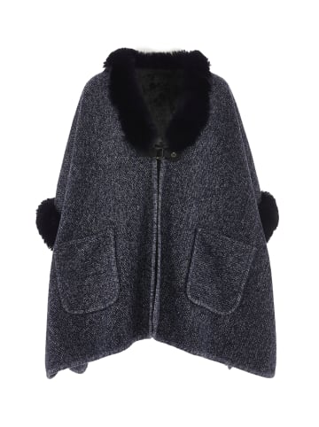 osha Damen Poncho in Schwarz Marine