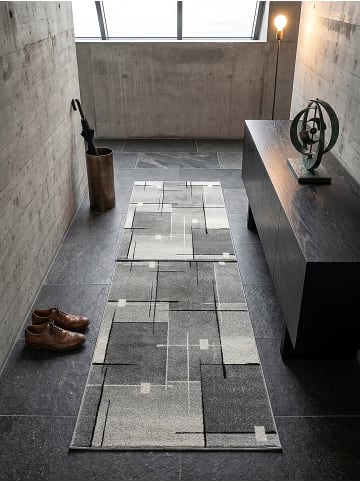 KADIMA DESIGN Teppich Niederflor Patchwork pflegeleicht Wohnzimmer Flur Esszimmer in Grau