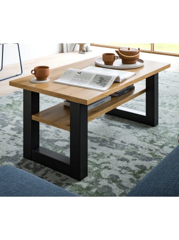 Inn.Furn Couchtisch Eiche, grau 90 x 50 cm, Wohnzimmertisch mit Ablage