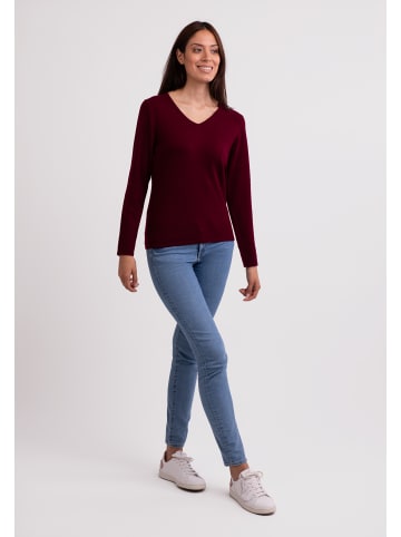 CASH-MERE.CH V-Ausschnitt Pullover in Rouge Noir