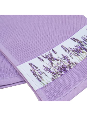 Framsohn 4er Set: Geschirrtuch Waffelpique "Lavendel" in Lavendel - (L) 70 x (B) 50 cm