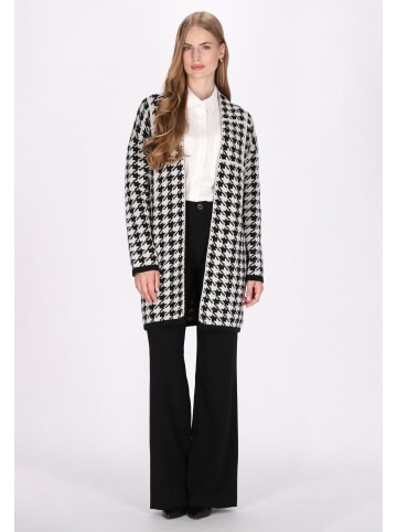 DreiMaster Klassik Damen Cardigan in Schwarz Wollweiss