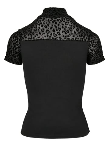 Urban Classics Urban Classics Damen Ladies Flock Lace Turtleneck Tee in black