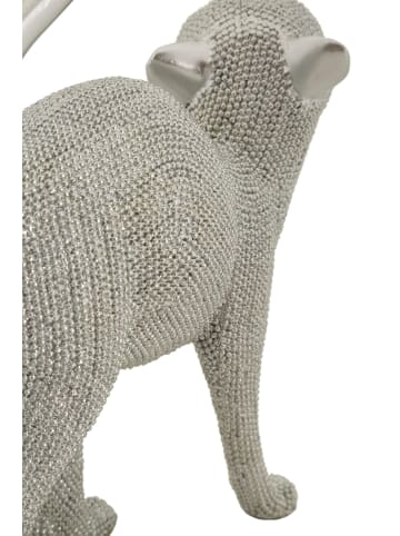 Mauro Ferretti Katze aus silbernem Kunstharz, 17,5 x 9 x 26 cm