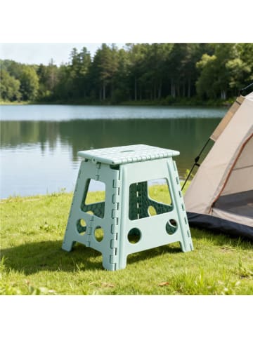 relaxdays Klapphocker in Salbei - (B)39 x (H)39 cm x (T)32 cm