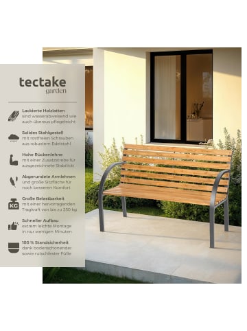 tectake Holzbank mit 2 Sitzplätzen, Maße 119,5 x 62 x 83 cm, wetterfest