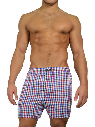 normani 3 Stück Herren Web Boxershorts in Blau/Rot