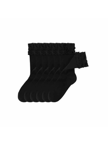 MUNADUNA 6er-Pack Seidene Spitzen-Bambusbaumwoll-Socken in Schwarz