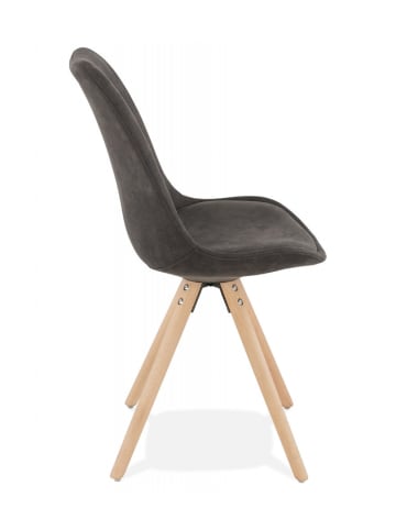 KADIMA DESIGN Esszimmerstuhl Mikrofaser Holz | Vintage Stil in Anthrazit-Beige