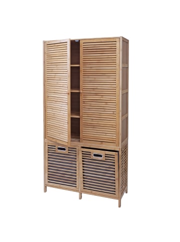 MCW Badezimmerschrank N83, Natur, Korb grau