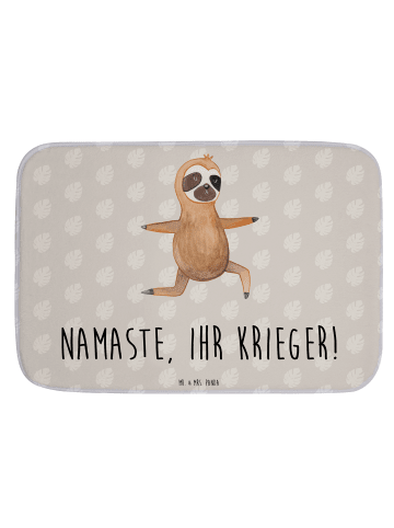 Mr. & Mrs. Panda Badematte Faultier Yoga mit Spruch in Grau Pastell