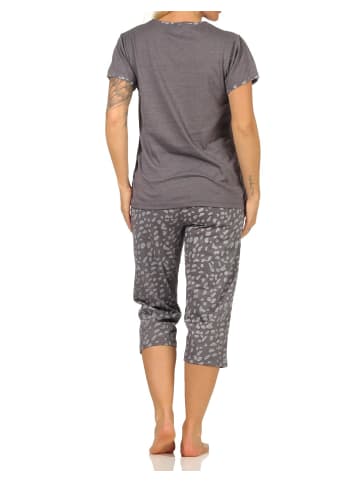 NORMANN kurzarm Capri Schlafanzug und langer Caprihose - 66878 in grau