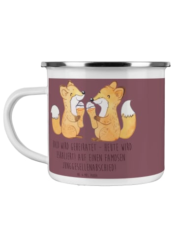 Mr. & Mrs. Panda Camping Emaille Tasse Junggesellenabschied Eska... in Kaffa Coffee