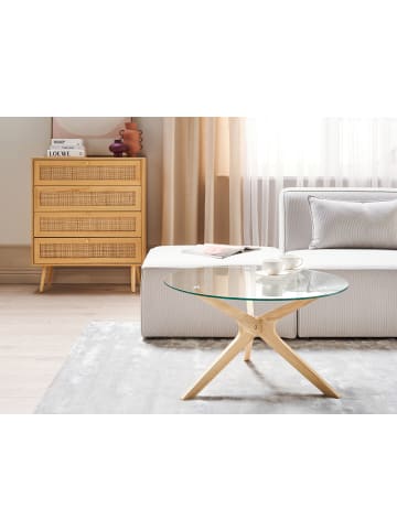 Beliani Couchtisch VALLEY in Transparent/Braun - (W) 80 x (H) 46 x (L) 80 cm