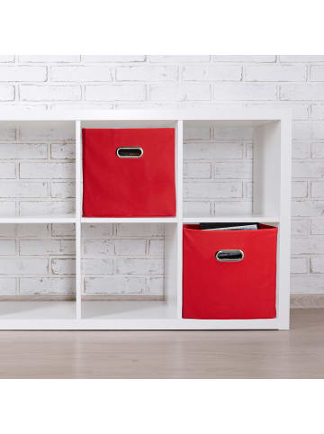 relaxdays 4 x Aufbewahrungsbox in Rot - (B)30 x (H)30 x (T)30 cm