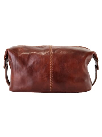 piké Kulturtasche echt Leder in braun