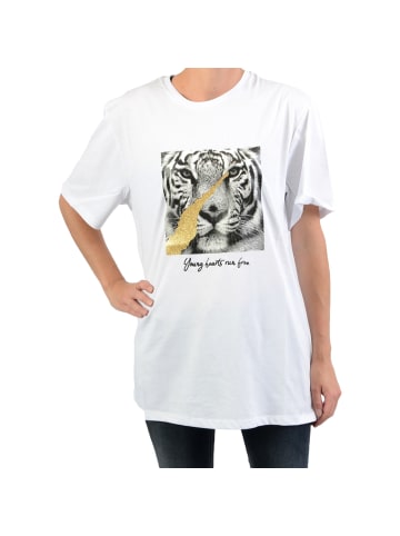 NA-KD T-Shirt mit Logo, kurz geschnitten, boxy Weiß