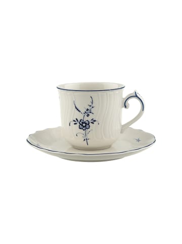 Villeroy & Boch Kaffeetasse mit Untertasse Vieux Luxembourg 120 ml weiß-blau in weiß-blau