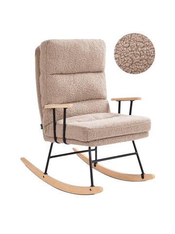 Beliani Schaukelsessel ESKELIN in Beige/Schwarz/Braun - (W) 58 x (H) 103 x (L) 97 cm
