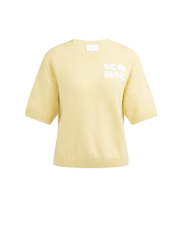 YAYA Strickpullover mit Artwork in Reed Yellow Dessin