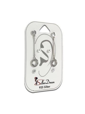 SilberDream Ohrringe Silber 925 Sterling Silber Dangle Rund, Kugel, Zirkonia Ohrstecker