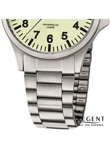 Regent Armbanduhr Regent Metallarmband silber extra groß (ca. 36mm)