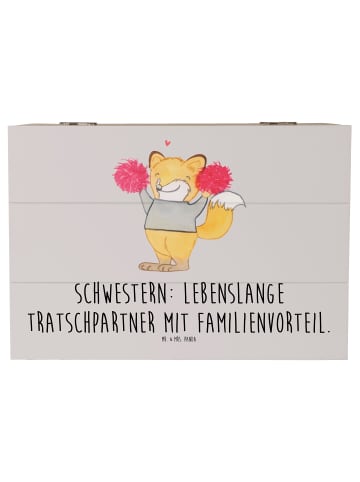 Mr. & Mrs. Panda Schatztruhe Schwestern Tratschpartner mit Spruch in Grau Pastell