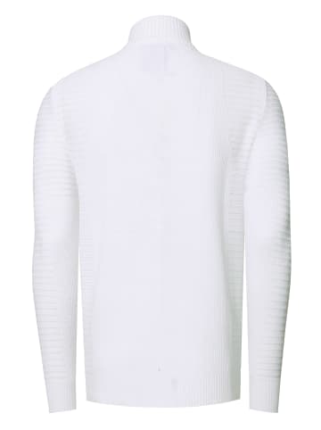 Rusty Neal Feinstrick im Biker-Stile Slim Fit Strick-Jacke in Weiß