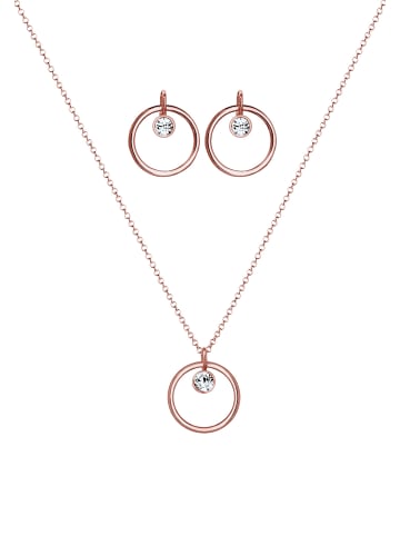 Elli Schmuckset 925 Sterling Silber Kreis, Geo in Rosegold