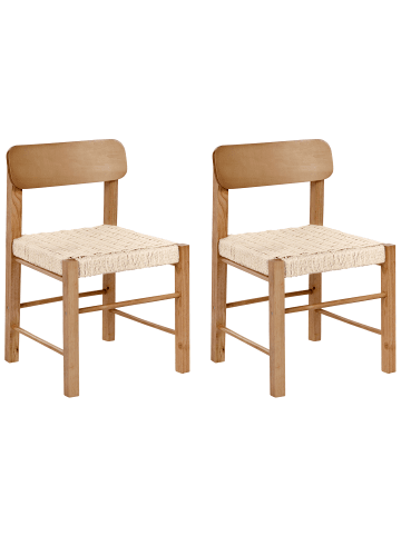 Beliani 2er-Set Esszimmerstuhl ALLOS in Braun/Beige