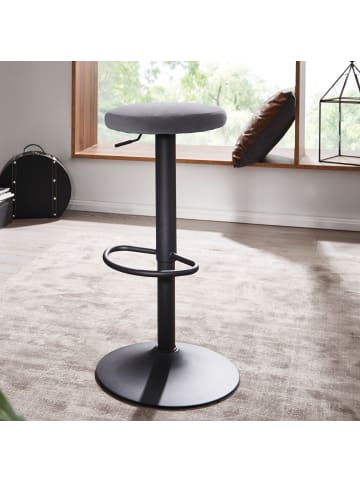 KADIMA DESIGN Barhocker Samt Dunkelgrau Hocker ohne Lehne 58 - 79 cm in Grau