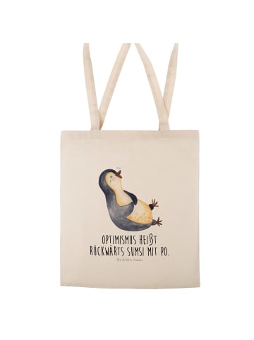 Mr. & Mrs. Panda Shopping Tasche Pinguin Lachen mit Spruch in Creme