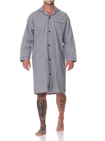 NORMANN Langarm Nachthemd gewebt - 88879 in dunkelgrau