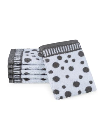 Ross 6 X Waschhandschuh im Set Punkte allover in Anthrazit