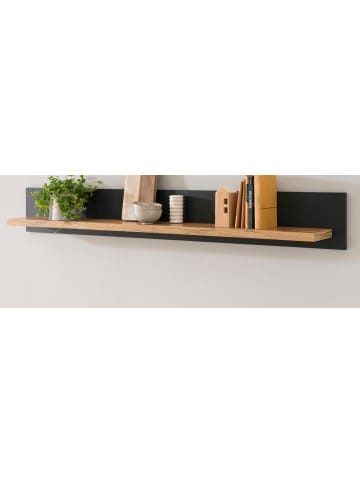 Furn.Design Wandboard grau, Eiche Wotan, Landhaus 150 cm, Wandregal mit breitem Regalboden