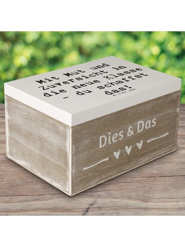 Mr. & Mrs. Panda holzschachtel Spruch Erster Schultag Mut und Zu... in Weiß