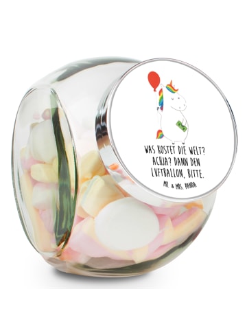 Mr. & Mrs. Panda keksdose glas Einhorn Luftballon mit Spruch in Weiß
