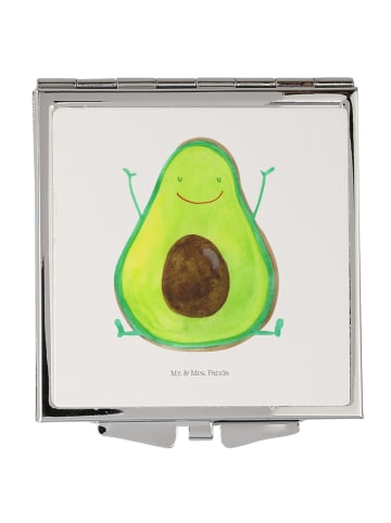 Mr. & Mrs. Panda Schminkspiegel Avocado Glücklich ohne Spruch in Weiß