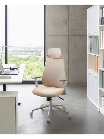 Beliani Bürostuhl ORYN in Beige/Weiß - (W) 71 x (H) 111 x (L) 65 cm