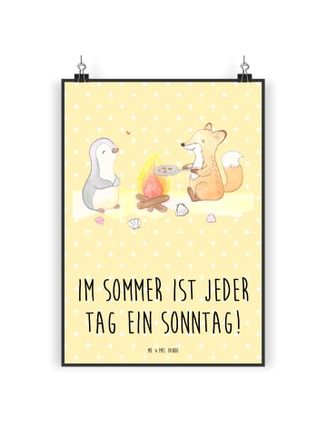 Mr. & Mrs. Panda Bild Sommer Sonntag mit Spruch in Gelb Pastell